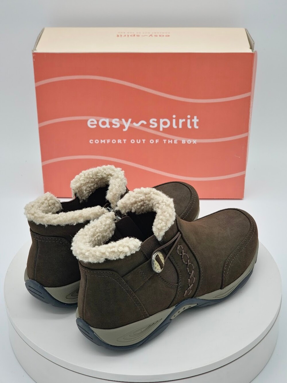 Easy Spirit Erique8 Dark Brown Faux Fur Ankle Boots Women’s Size 7.5 NEW - Picture 3 of 10